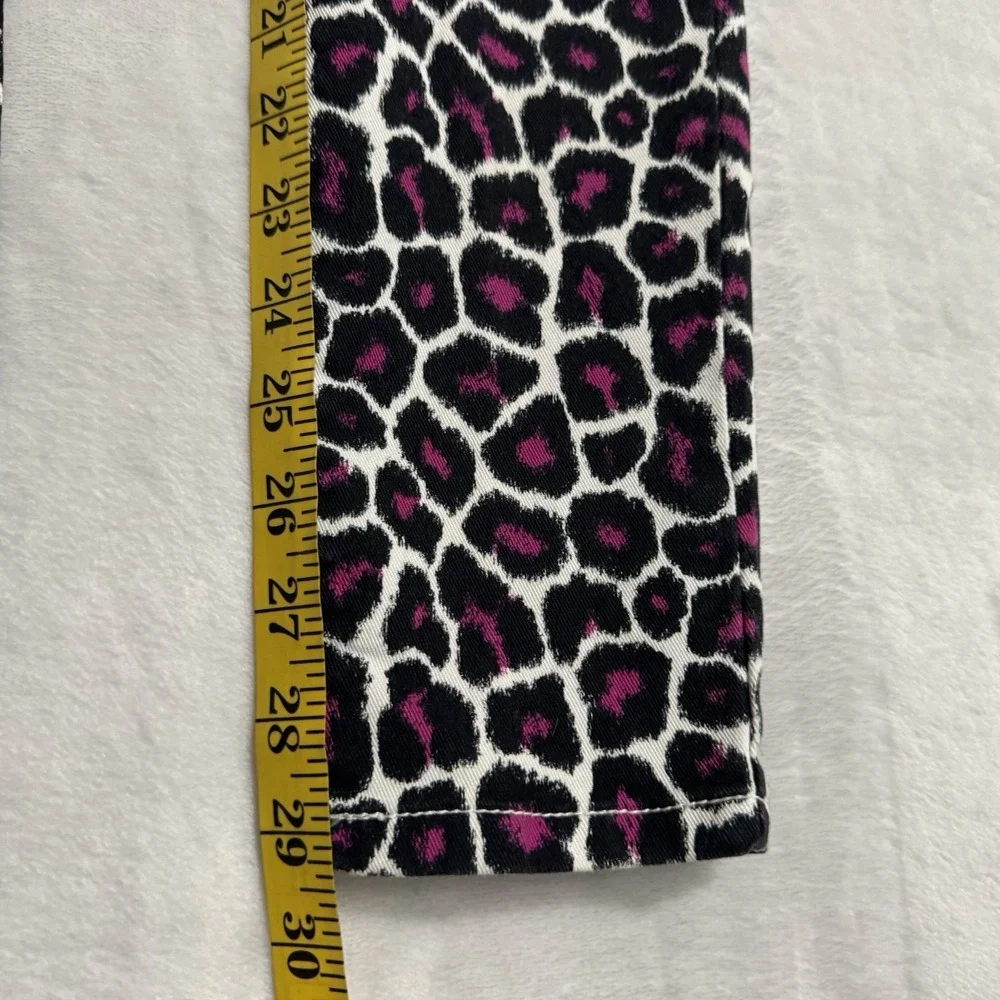Michael Kors Leopard Print Skinny‎ Jeans Size 0 Pink & Black White Gold Mob Wife